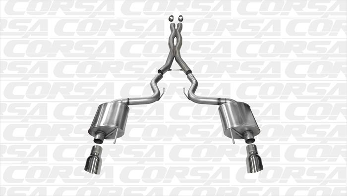 Corsa 14332 Cat-Back Dual Rear Exit - Single 4.5" Polished Tips