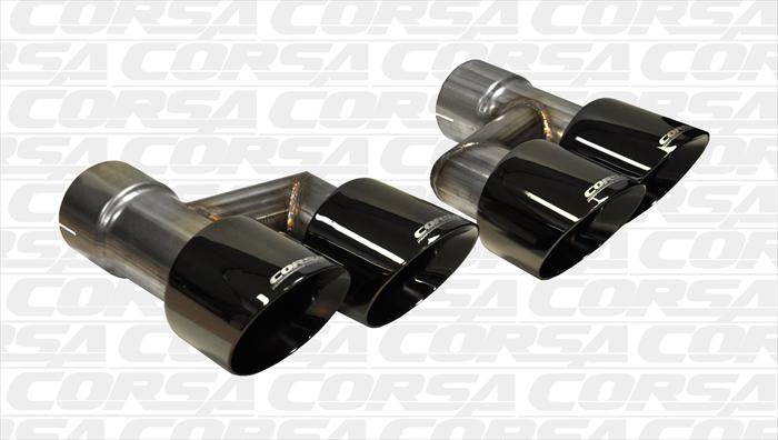 Corsa 14333BLK Tip Kit - Dual Rear Exit Twin 4.0" Black Tips - Click Image to Close