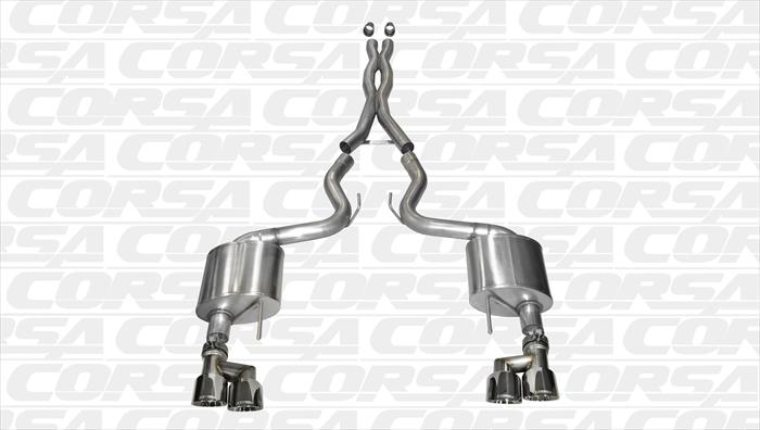 Corsa 14335 Cat-Back Dual Rear Exit - Twin 4.0" Polished Tips