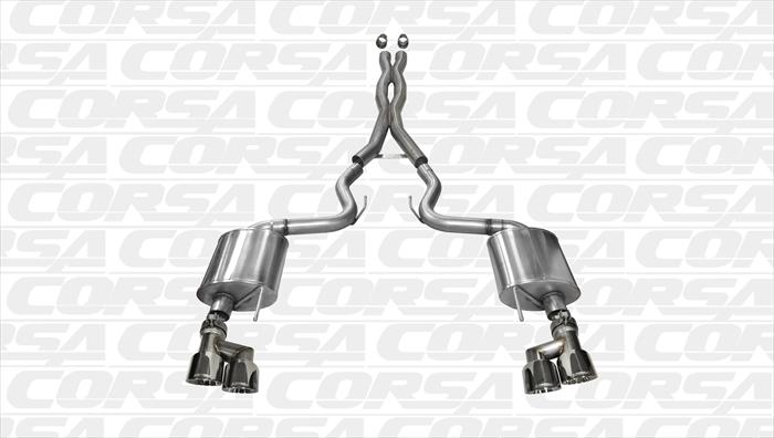 Corsa 14337 Cat-Back Dual Rear Exit - Twin 4.0" Polished Tips