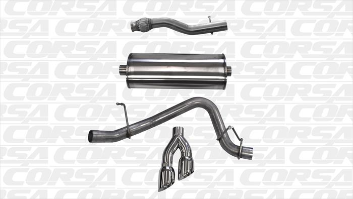 Corsa 14748 Cat-Back Single Side Exit - Twin 4.0" Polished Tips