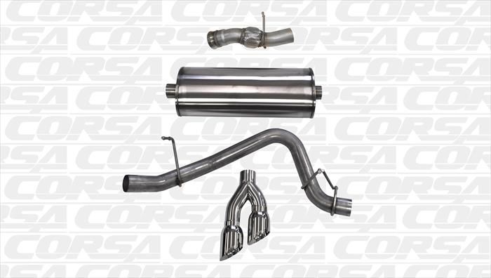 Corsa 14826 Cat-Back Single Side Exit - Twin 4.0" Polished Tips