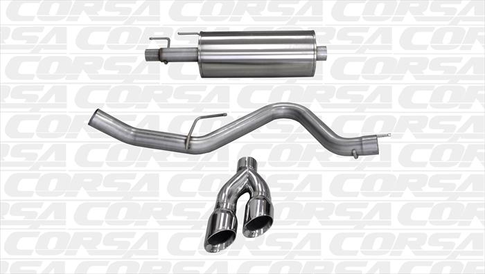 Corsa 14836 Cat-Back Single Side Exit - Twin 4.0" Polished Tips