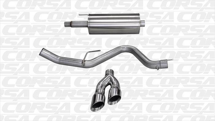 Corsa 14837 Cat-Back Single Side Exit - Twin 4.0" Polished Tips