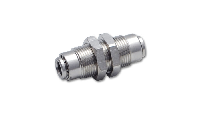 Vibrant 1/4 Inch Nickel Plated Brass 2-Sided Firewall Connector