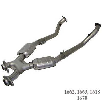 BBK 86-93 Ford Mustang 5.0L 2.5 Inch X-Pipe with Converters - Click Image to Close