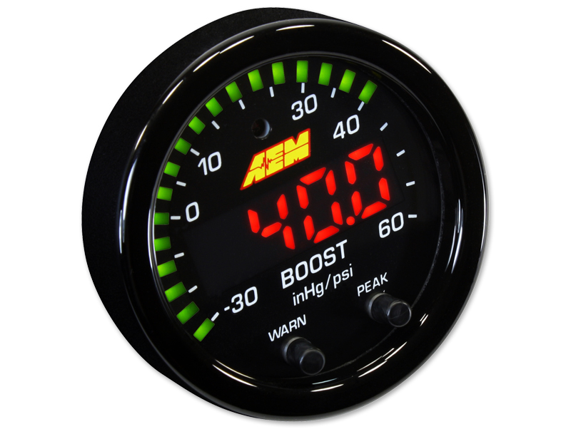 AEM 30-0308 X-Series Boost Pressure Gauge - Bk Bezel & Faceplate