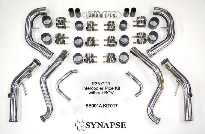 Synapse Nissan GTR R35 IC Piping Kit-Polished Aluminum No BOV/DV - Click Image to Close