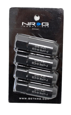NRG LN-400BK Tuner Style Extenede Lug Nut M12 x 1.5 - Black - Click Image to Close