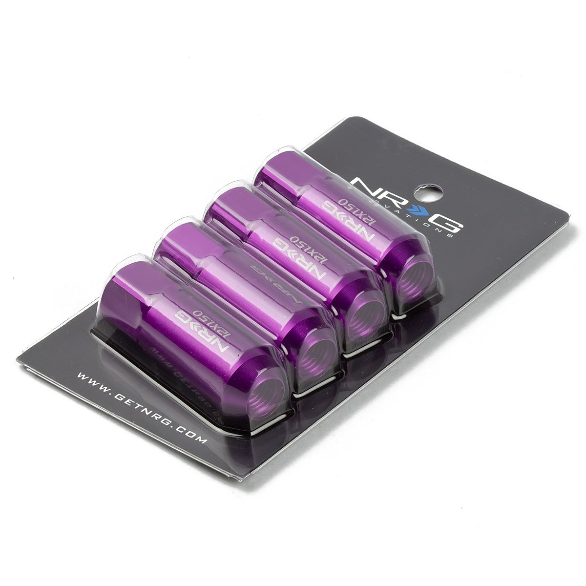 NRG LN-400PP Tuner Style Extended Lug Nut M12 x 1.5 - Purple - Click Image to Close