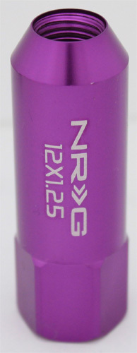 NRG LN-410PP Tuner Style Extended Lug Nut M12 x 1.25-Purple - Click Image to Close