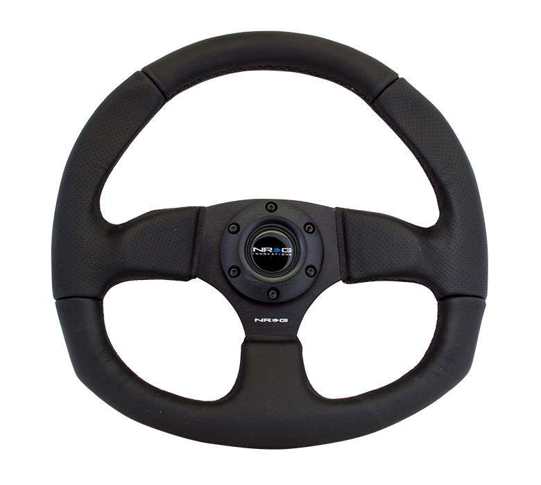 NRG RST-009R Race Style - Leather Steering Wheel w/ Black stitch - Click Image to Close