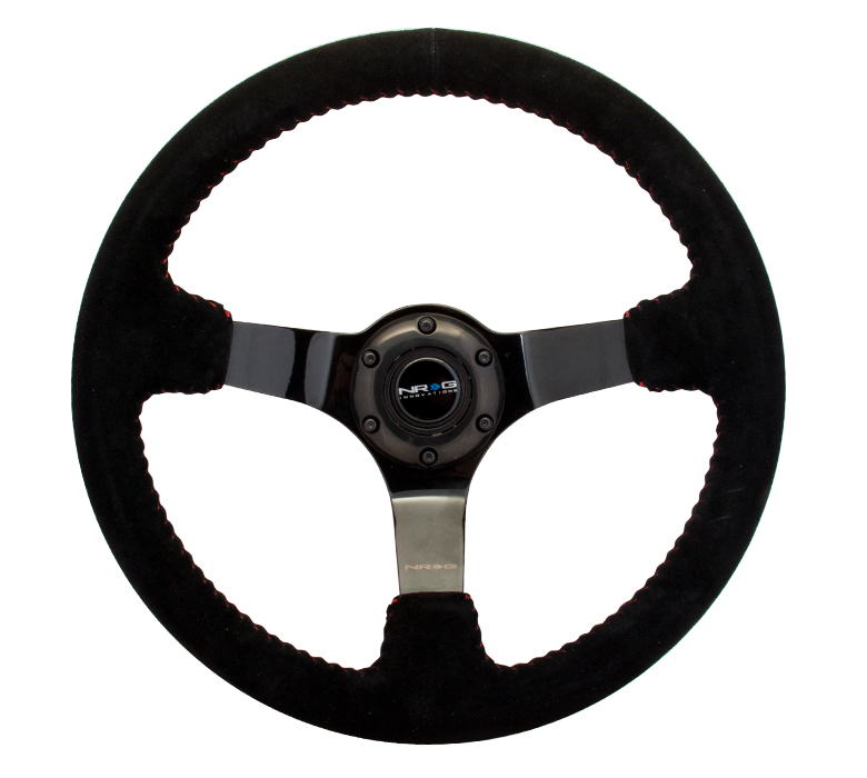 NRG RST-036BK-S Sport Steering Wheel Blk Suede - Black Spoke