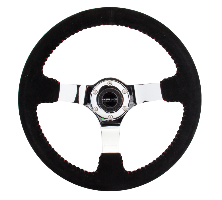 NRG RST-036CH-S Sport Steering Wheel Blk Suede - Chrome Spoke