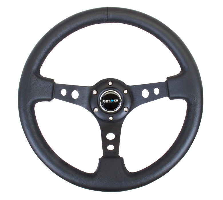NRG ST-006BK Sport Steering Wheel (3" Deep) 350mm - Leather