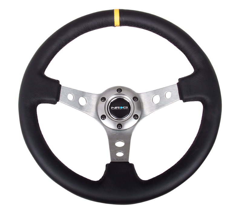 NRG ST-006GM-Y Sport Steering Wheel (3" Deep) 350mm - Gun Metal - Click Image to Close