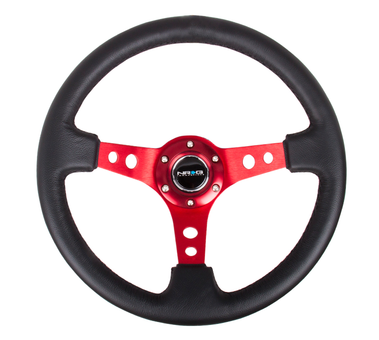 NRG ST-006R 350mm Sport Steering Wheel (3" Deep) - Leather - Click Image to Close