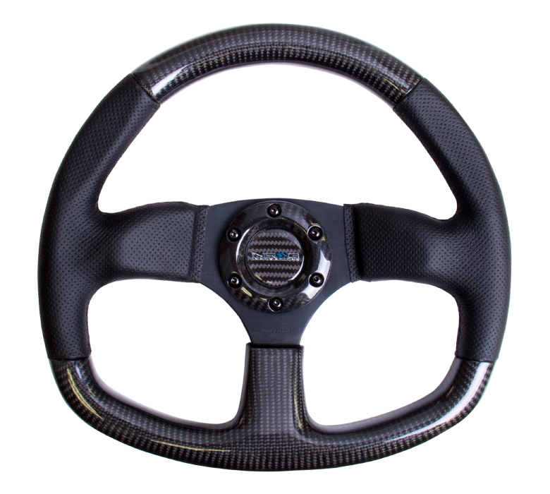 NRG ST-009CFBS Carbon Fiber Steering Wheel 320mm Flat Bottom - Click Image to Close