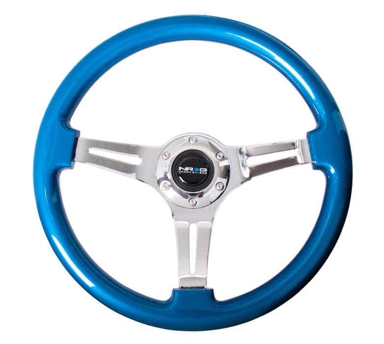 NRG ST-015CH Classic Wood Grain Wheel 3 Spoke Center in Chrome - Click Image to Close