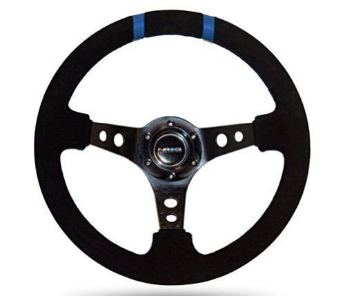NRG ST-016-S-BK Sport Steering Wheel (3" Deep) - 350mm - Click Image to Close