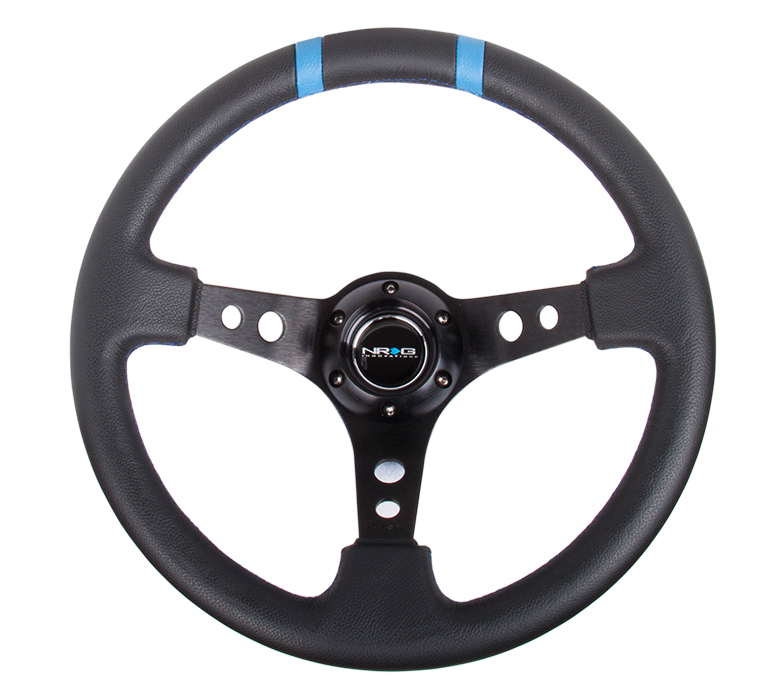 NRG ST-016R-BK Sport Steering Wheel (3" Deep) Black - 350mm - Click Image to Close