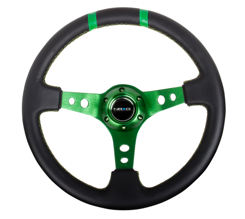 NRG ST-016R-GN Sport Steering Wheel (3" Deep) Green - 350mm