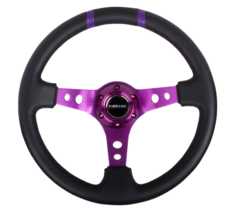 NRG ST-016R-PP Sport Steering Wheel (3" Deep) Purple - 350mm - Click Image to Close
