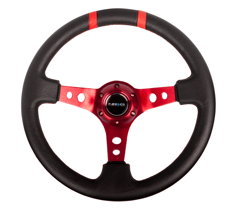 NRG ST-016R-RD Sport Steering Wheel (3" Deep) Red - 350mm - Click Image to Close
