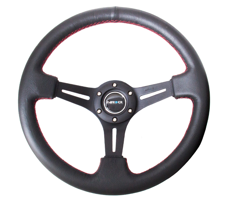 NRG ST-018R Sport Steering Wheel (3" Deep) 350mm - Click Image to Close