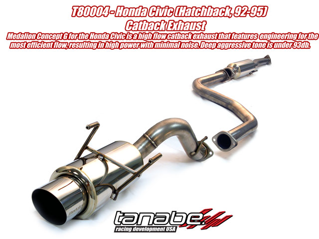 Tanabe Concept G Cat Back Exhaust for 92-95 Honda Civic Hatchbck