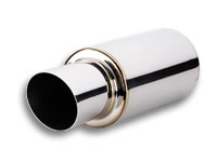 Vibrant TPV TURBO Round Muffler (17" Long) with 4" - Click Image to Close