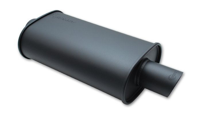 Vibrant STREETPOWER FLAT BLACK Oval Muffler w/ Single 4" Outlet - Click Image to Close