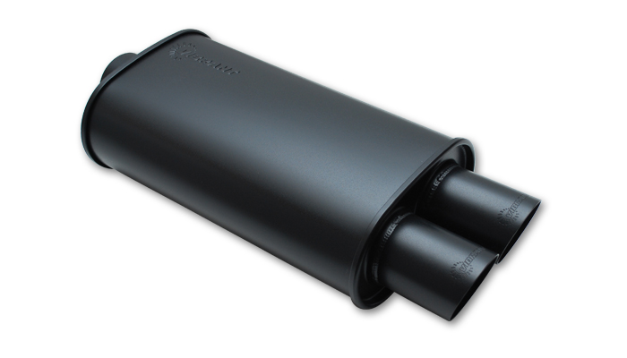 Vibrant STREETPOWER FLAT BLACK Oval Muffler with Dual 3" Outlet - Click Image to Close