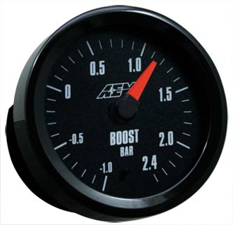 AEM Boost Gauge -1 to 2.4 BAR with Analog Face - Click Image to Close