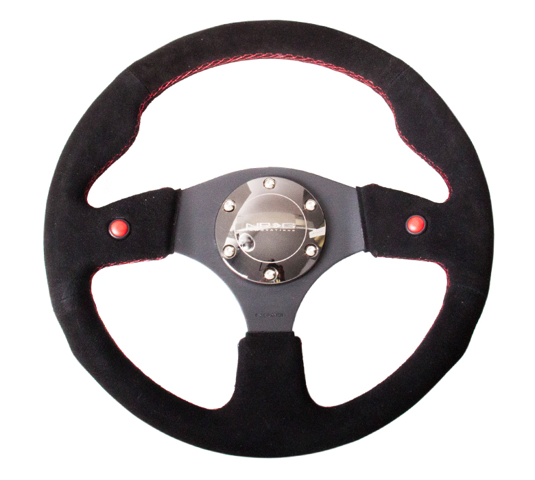 NRG ST-007-S Sport Suede Steering Wheel 320mm w/ Dual Button