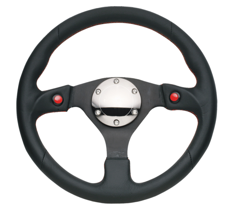 NRG ST-007R Sport Leather Steering Wheel 320mm w/ Dual Button