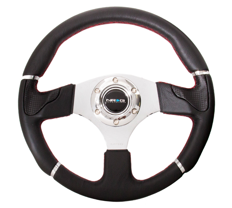 NRG ST-008R Sport Leather Steering Wheel 350mm w/ Trim