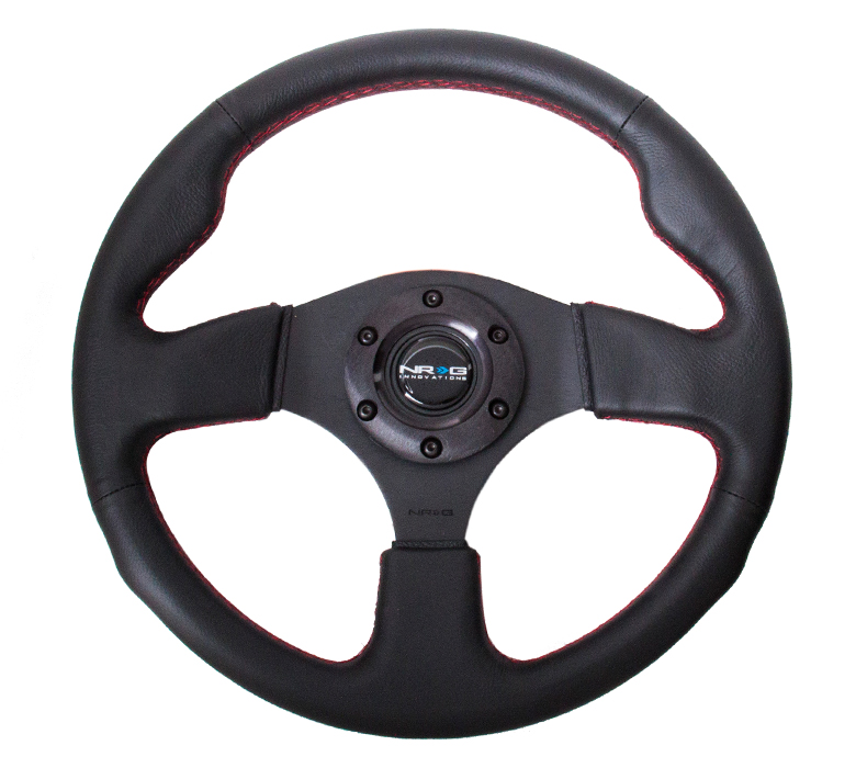 NRG ST-012R Sport Leather Steering Wheel 320mm w/ Red Stitch