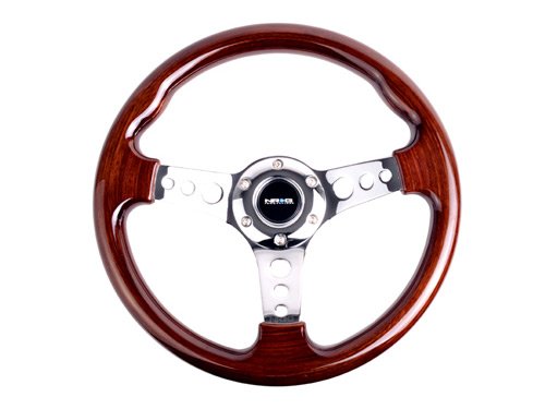 NRG ST-035-CH Classic Wood Grain Wheel 3 spoke Center - Chrome - Click Image to Close