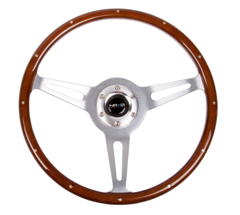 NRG ST-380SL Classic Wood Grain Wheel - 3 Spoke Brushed Aluminum - Click Image to Close