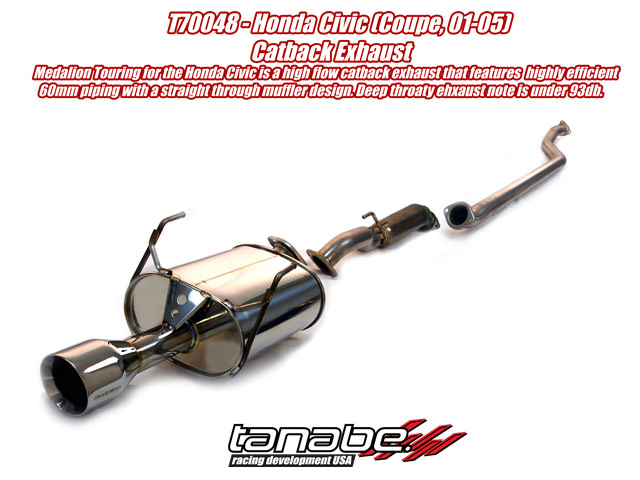 Tanabe Medalion Cat Back Exhaust for 01-05 Honda Civic DX/LX